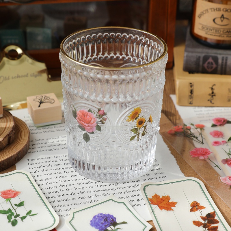 Bộ 2 Miếng Dán Hình Hoa Lá Trang Trí Sổ Tay / Nhật Ký DIY