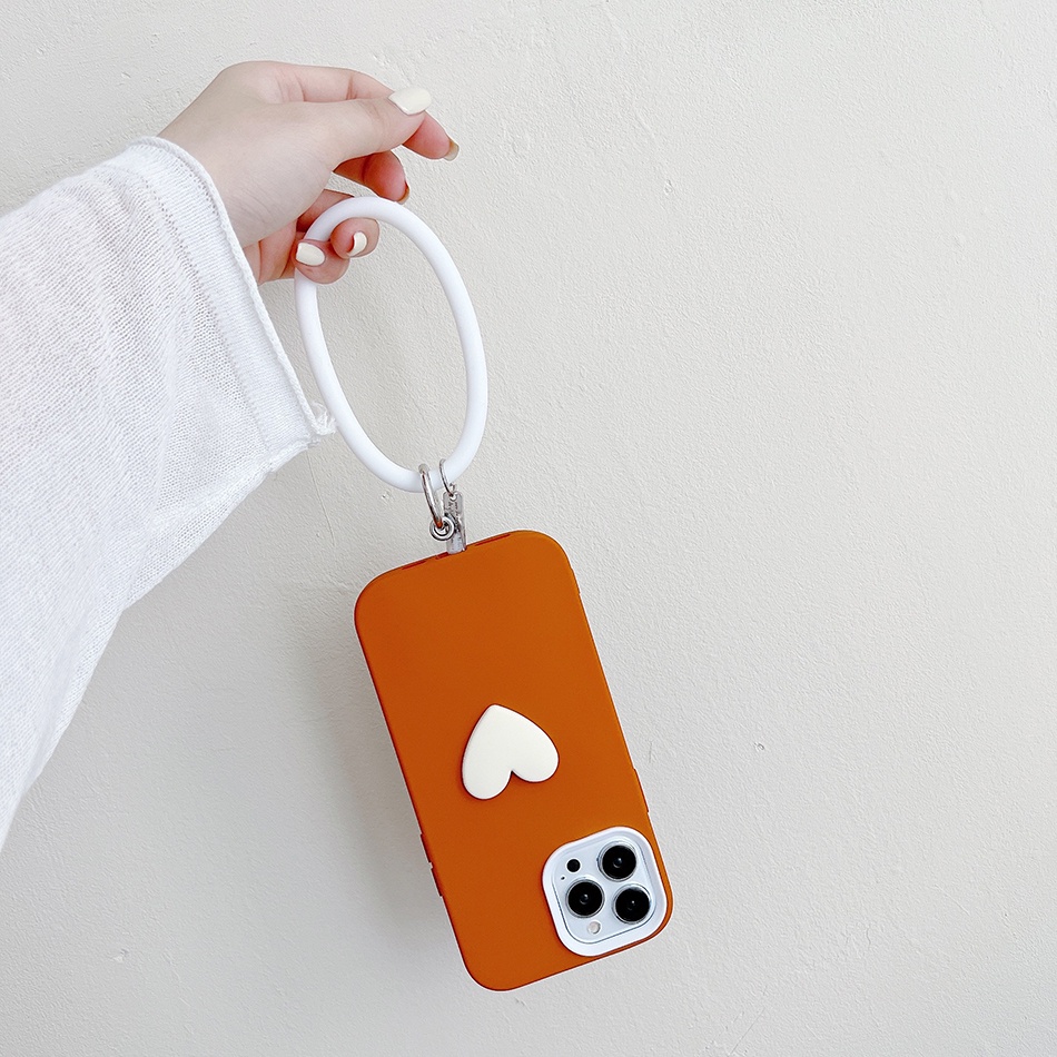 Ốp Điện Thoại Silicone Mềm 3 Trong 1 Có Vòng Nhẫn Hình Trái Tim Cho iphone 11 pro x xr xs max 7 8 6 6s plus