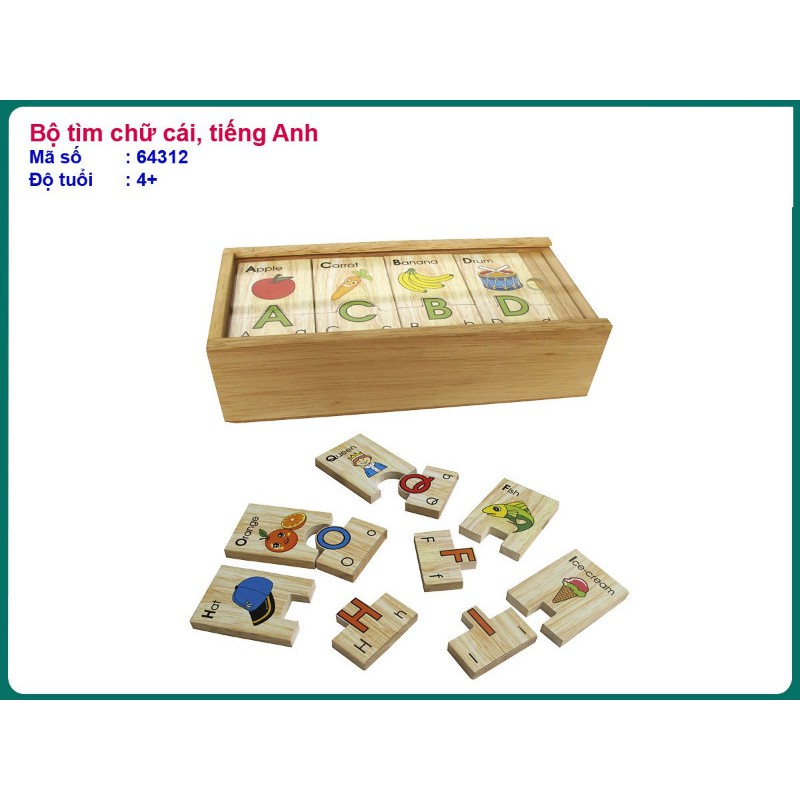 Bộ thẻ học thông minh tìm Chữ Cái Tiếng Anh - thương hiệu Winwintoys- gỗ Đức Thành 64312