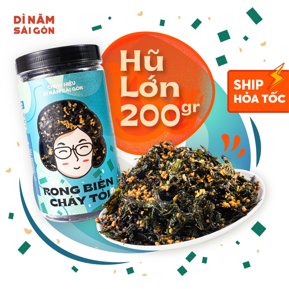 RONG BIỂN CHÁY TỎI 200GR I DÌ NĂM SÀI GÒN I Ăn vặt ít calo, ít dầu mỡ, nêm nếm đậm đà I GIÒN NGON THỬ LÀ GHIỀN