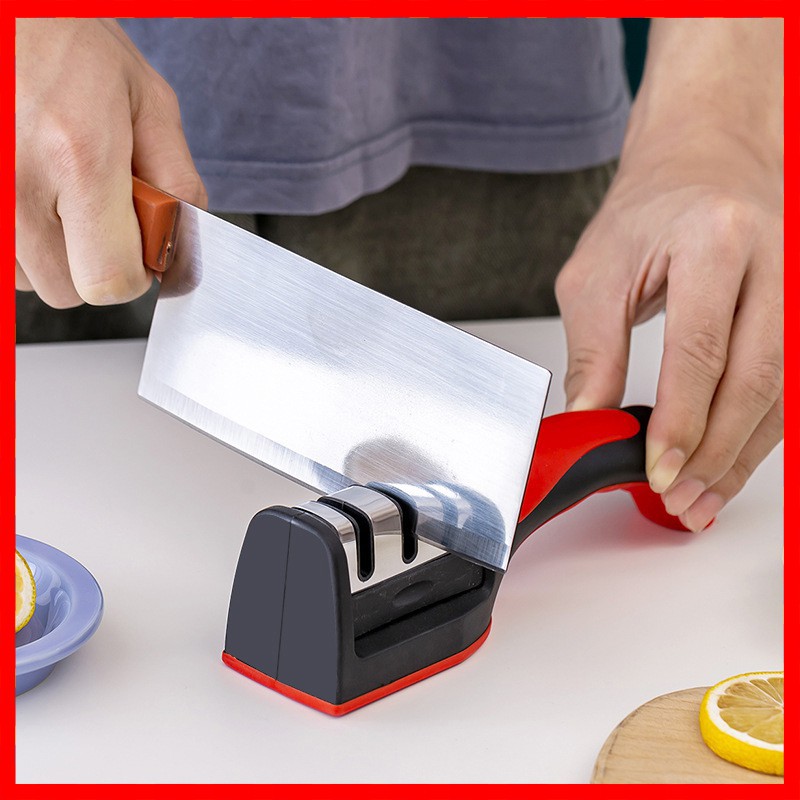 Dụng cụ mài dao kéo 3 rãnh, tiện dụng cho nhà bếp, sử dụng nhanh tiện lợi
