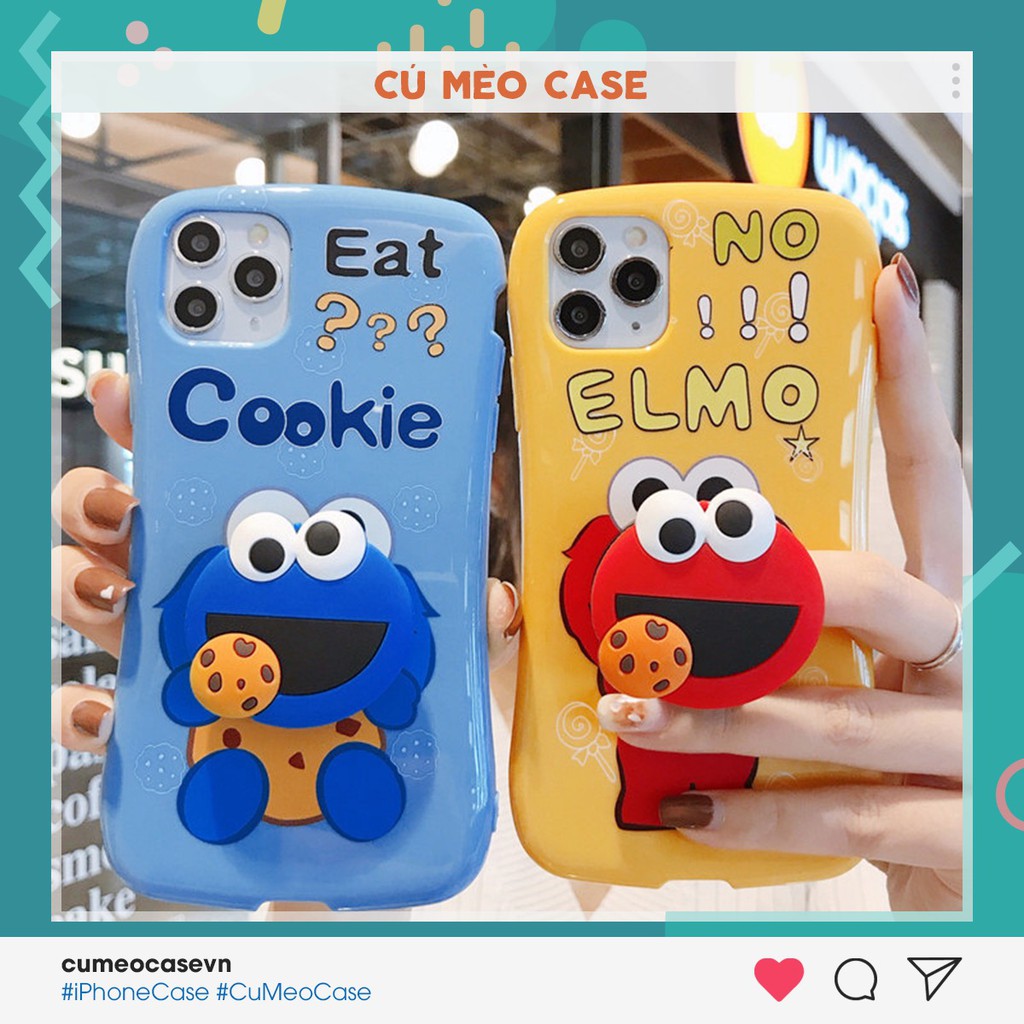 Ốp Elmo kèm đế chống popsocket iPhone 7 8 7 Plus 8 Plus X Xs Xr XsMax iPhone 11 11 Pro 11 Promax