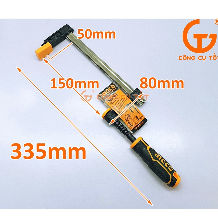 Cảo chữ F 50 x 150 mm lực kẹp 170kg Ingco HFC020501