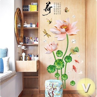 Decal dán tường Hoa sen hồng