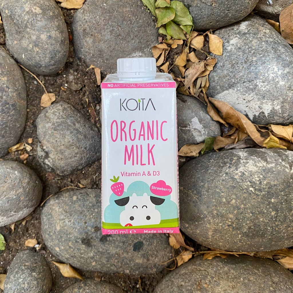 Sữa bò hữu cơ koita 200ml vị dâu socola hạnh nhân nguyên kem ít béo
