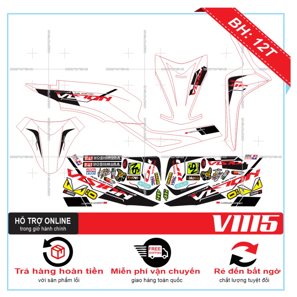 TEM XE VISION 2016 CHẾ DÁN XE TRẮNG -- SHIN DECAL 2