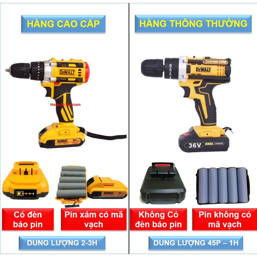 Máy khoan pin - Pin cao cấp - 3 chức năng có búa ( DW)