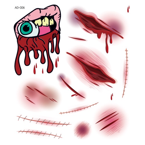 Hình Xăm Dán Tạm Thời Qipin Họa Tiết Kinh Dị Trang Trí Tiệc Halloween