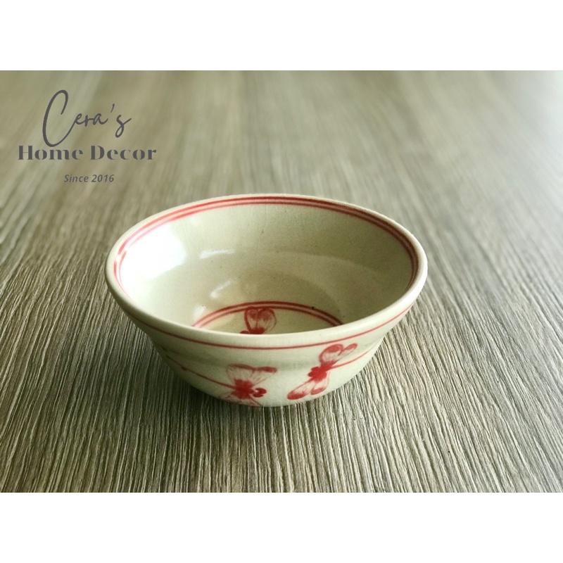 Bát chiết yêu men rạn giả cổ phi 10,5cm Gốm Bát Tràng hoạ tiết vẽ tay