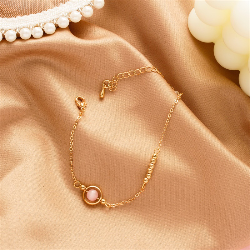 Vòng tay mặt hạt đá tự nhiên phong cách Hàn Quốc