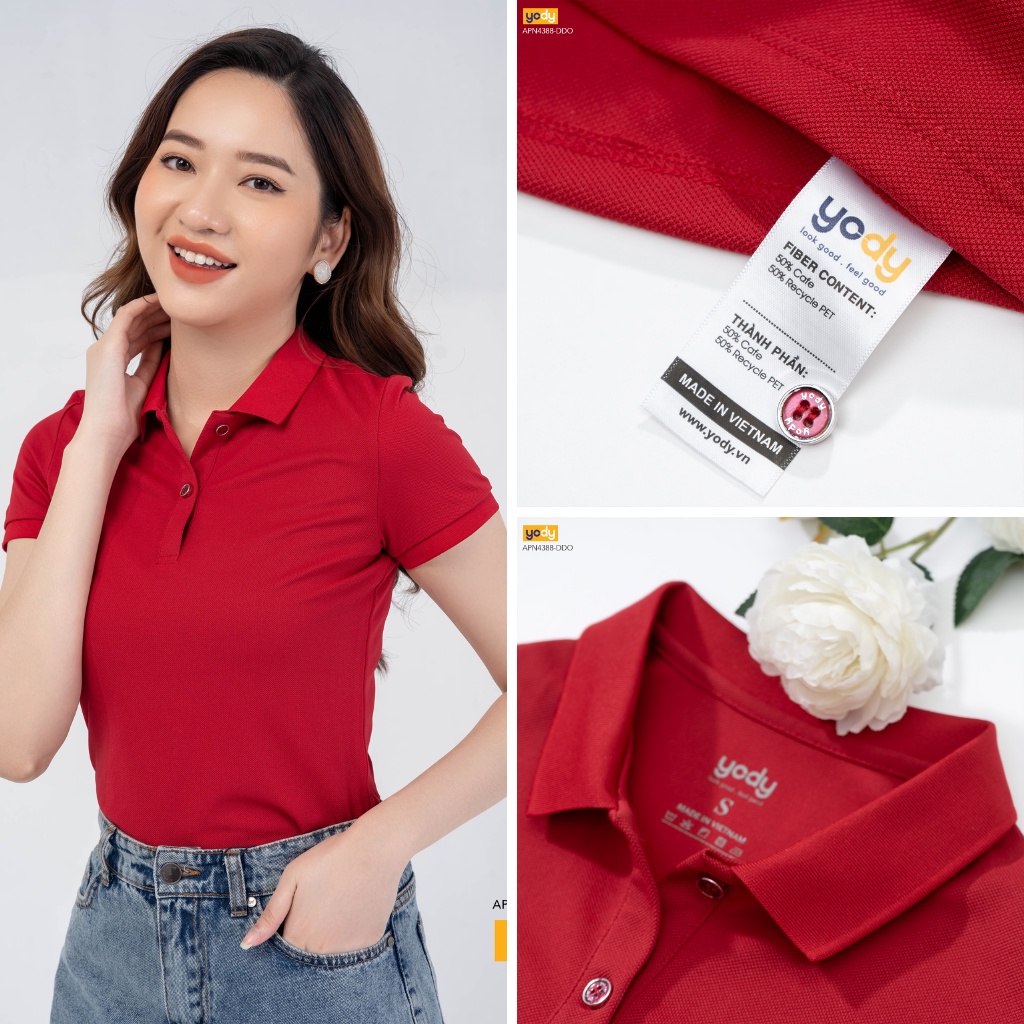 Áo Polo Nữ Cà Phê Bo Trơn Thương Hiệu YODY - APN4388