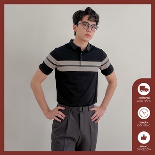 Áo polo nam unisex form rộng cao cấp Độc menswear phối màu đen trắng viền ngực Hàn Quốc PL167