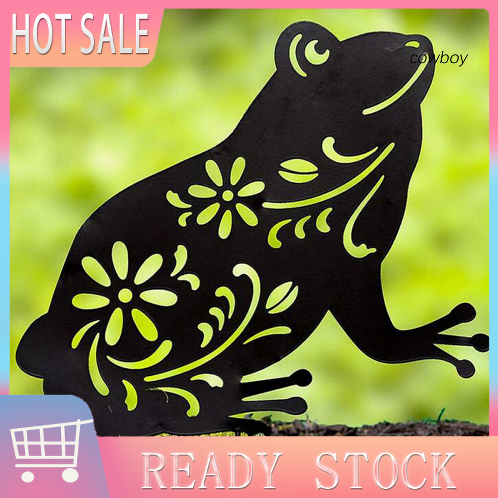 cowboy Frog Garden Stake Hollow Weather Resistance Black Acrylic Outdoor Yard Art for Lawns