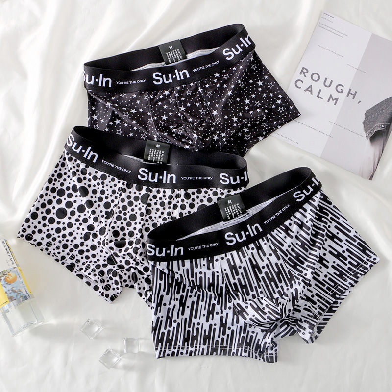 Quần Lót Boxer Vải Lụa Lạnh Siêu Mỏng Thoáng Khí Lưng Vừa Thời Trang Cho Nam