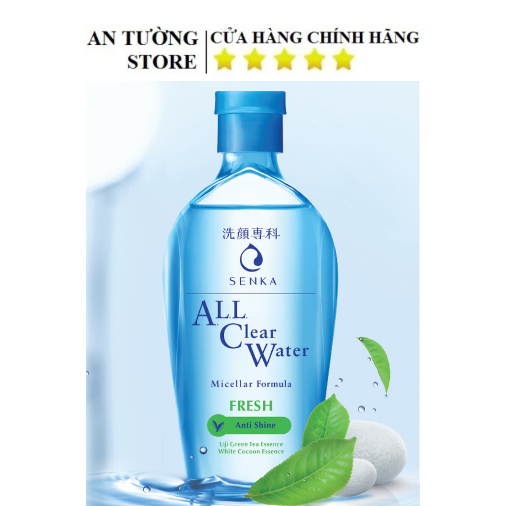 Nước tẩy trang Micellar Senka ALL Clear Water Fresh , màu xanh 230ml