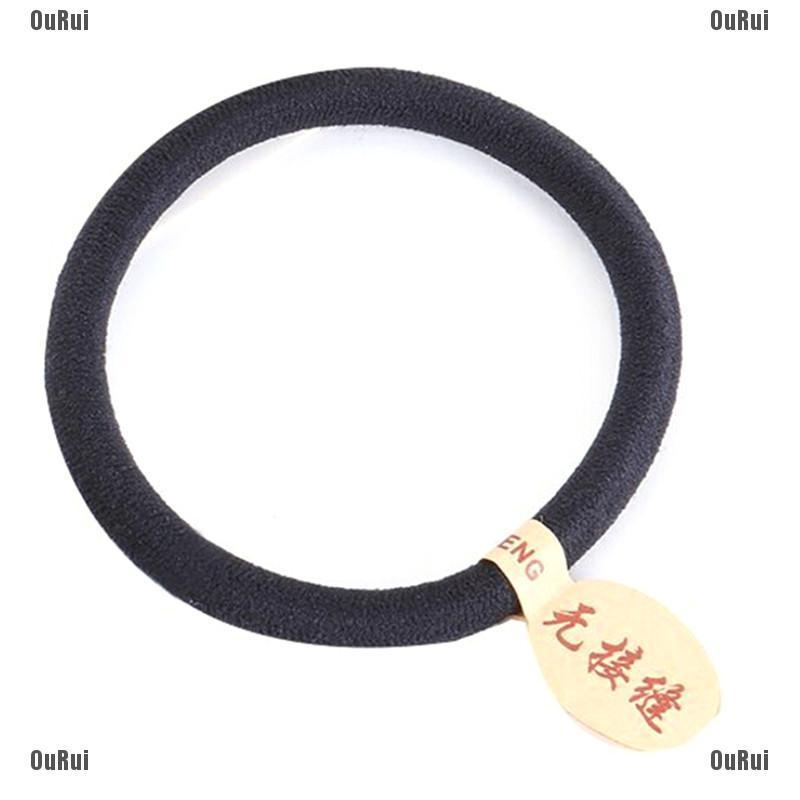 Set 10 Dây Buộc Tóc Dày 4mm Màu Đen Trơn Co Giãn Cho Nữ