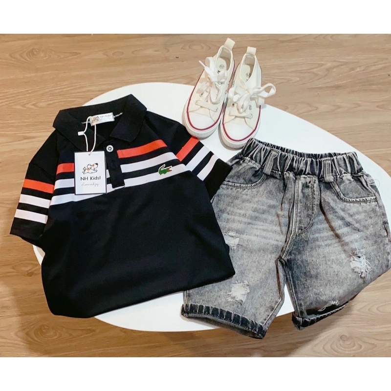Bộ áo polo quần bò hàng size đại to đẹp cho bé trai