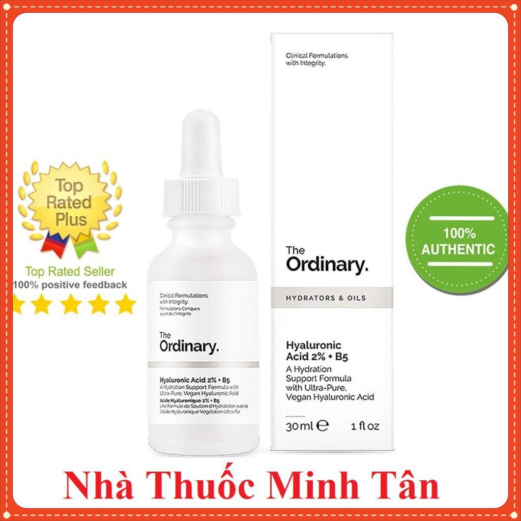 Serum Cấp Ẩm Chuyên Sâu, Phục Hồi Da Hư Tổn Hyaluronic 2% + B5 The Ordinary