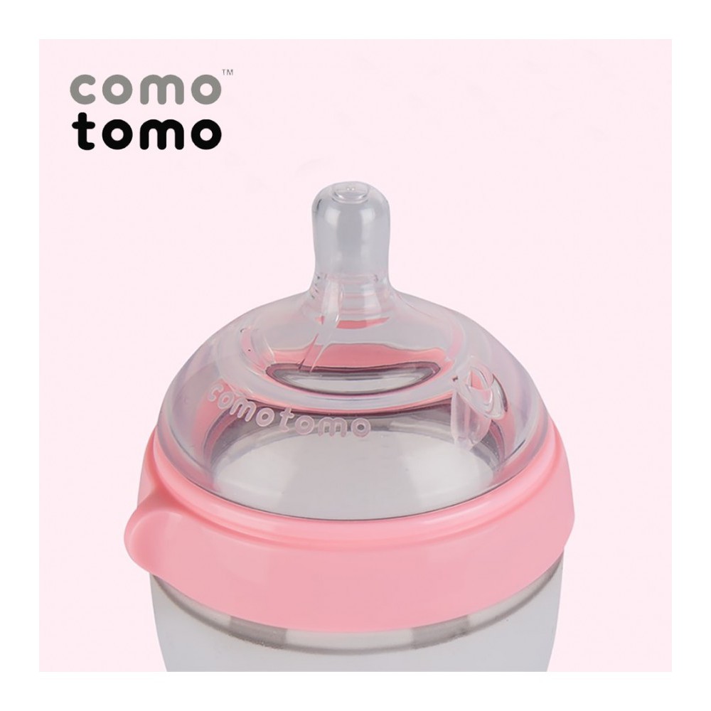 BÌNH SILICONE COMOTOMO 250ML (Xanh + Hồng)