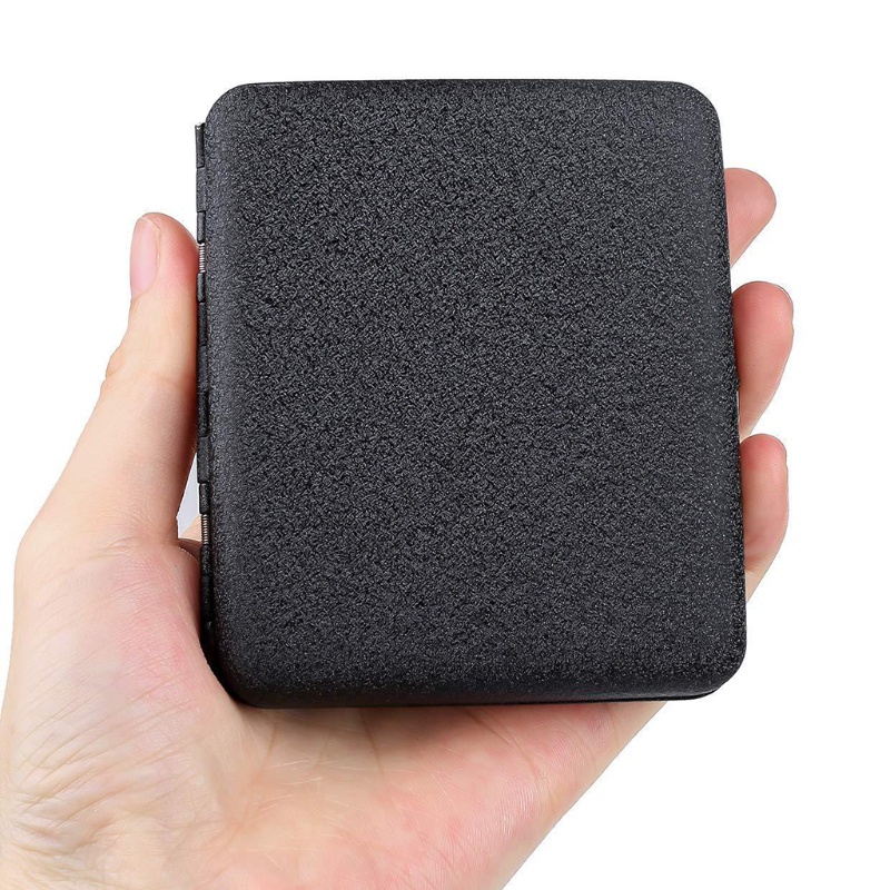 Vonl black matte cigarette for case metal clamshell cigarette box for creative cigare