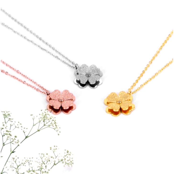 DÂY CHUYỀN TITAN HOA 4 CÁNH PHUN CÁT CỰC XINH TN142 siêu đẹp, bền màu, chuẩn thời trang