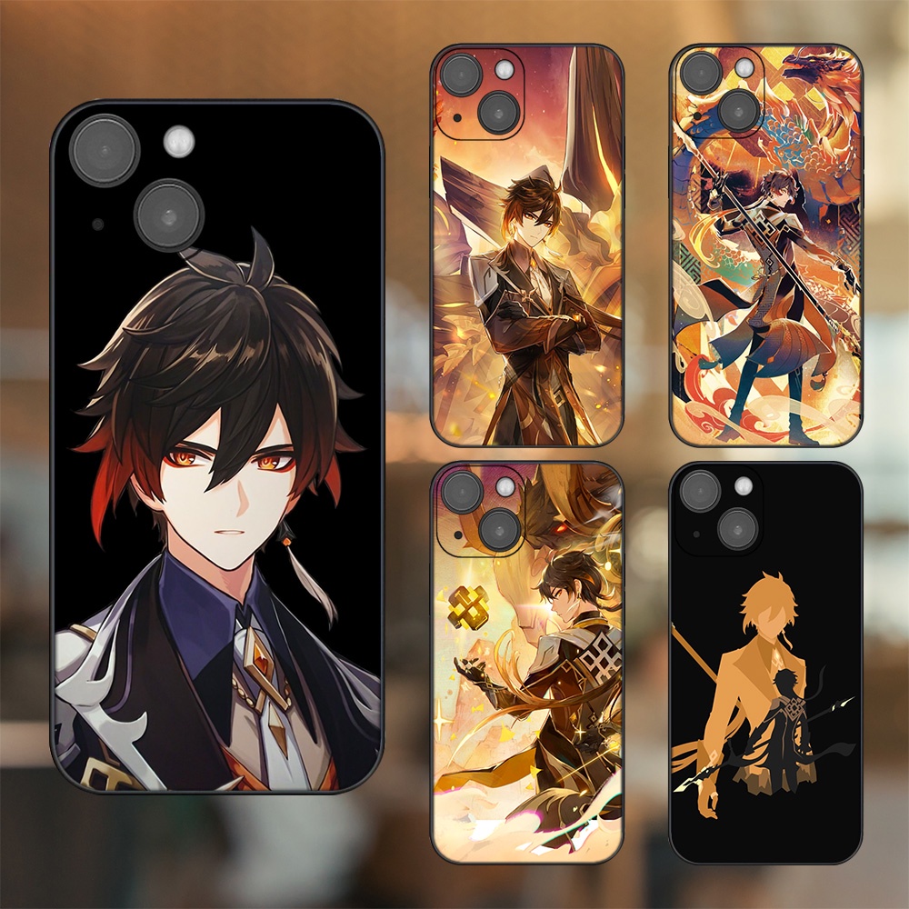 Ốp lưng iPhone 13 dẻo đen cạnh vuông in hình Zhongli Genshin Impact