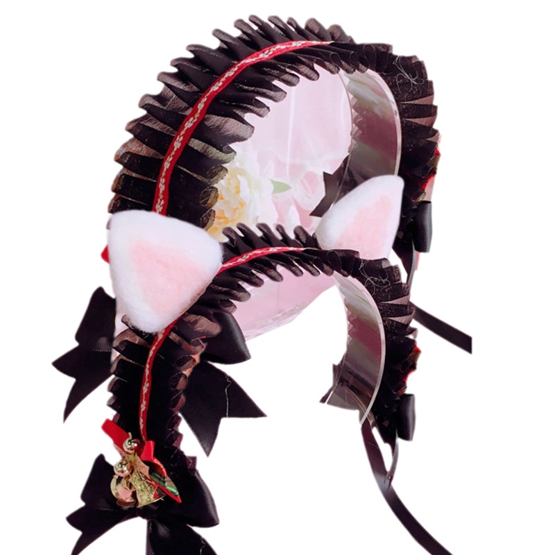 Băng Đô Tai Mèo Phối Ren Và Chuông Phong Cách Lolita