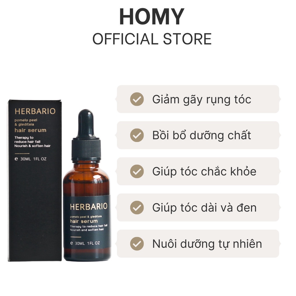 Serum tinh dầu vỏ bưởi và bồ kết Herbario 30ml pomelo peel &amp; gleditsia giảm rụng tóc, kích thích mọc tóc