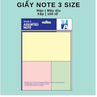 Giấy Note Double A 3 Size Màu Dịu
