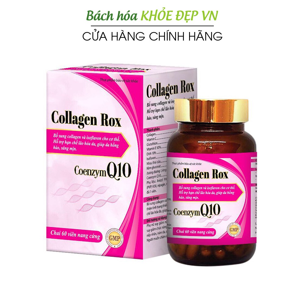 Viên uống đẹp da Collagen Rox Coenzym Q10 tăng nội tiết tố nữ - Hộp 60 viên