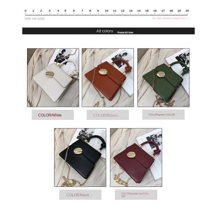 Túi Đeo Vai Hình Vuông Cỡ Nhỏ Phối Dây Xích Kiểu Pháp Cổ Điển Thời Trang