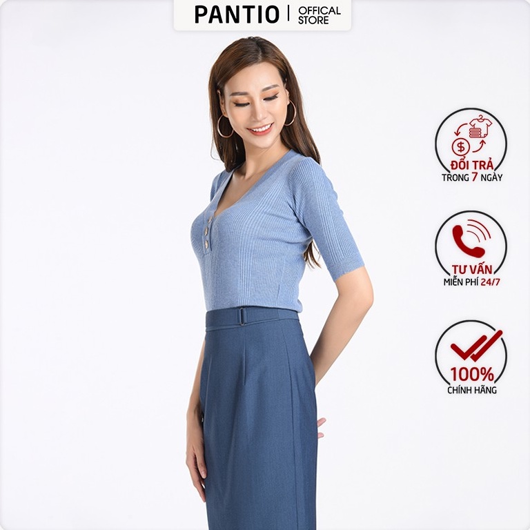 Áo Len cổ chữ V ngắn tay FOL029 - PANTIO