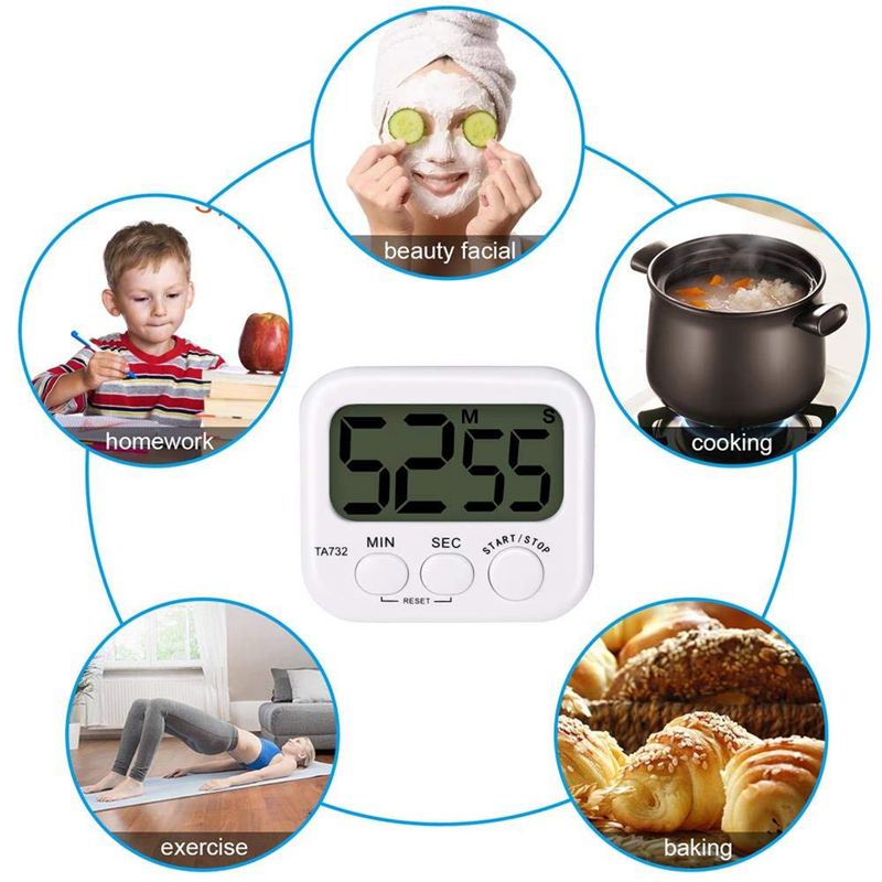 Đồng hồ hẹn giờ kỹ thuật số cỡ lớn màn hình lớn có từ tính dùng trong nhà bếp