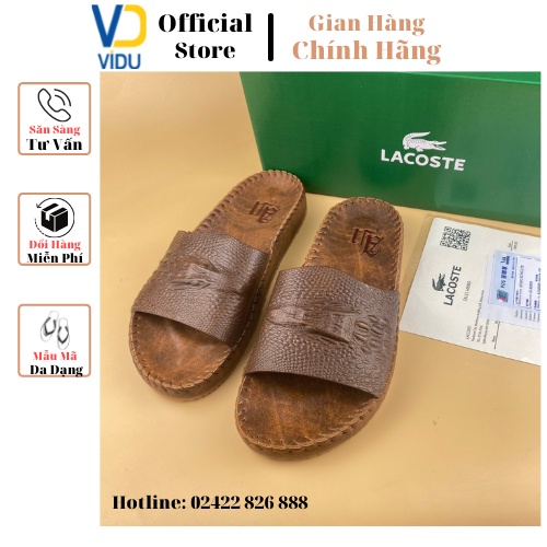 Dép da nam thời trang ViDu 21128 màu nâu chất lượng da bò nguyên tấm đế khâu siêu bên, cực nhẹ