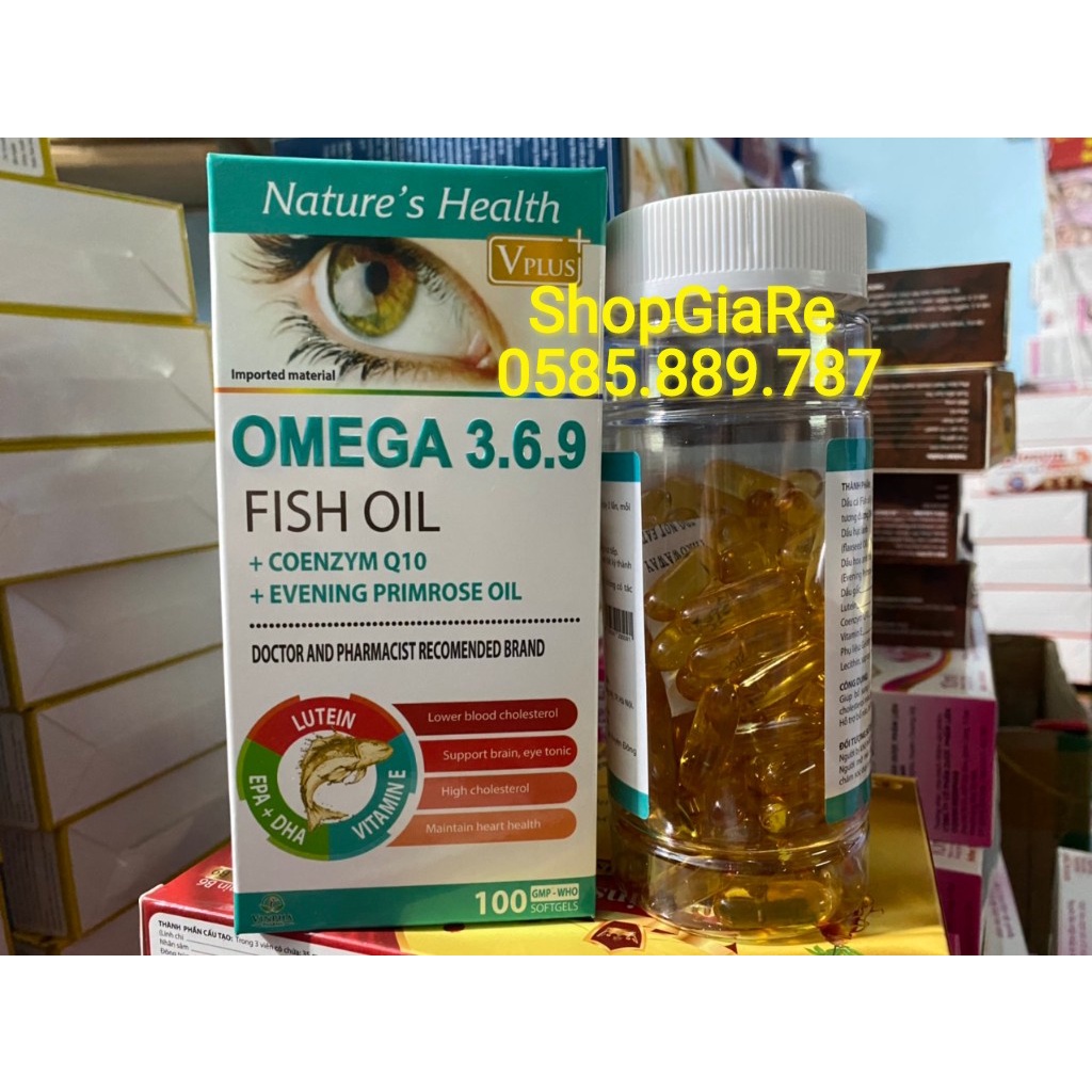 Dầu Cá Omega 3.6.9 Hộp 100 viên - Bổ Não, Tăng Cường Thị Lực, Giảm Nguy Cơ Mắc Bệnh Tim Mạch