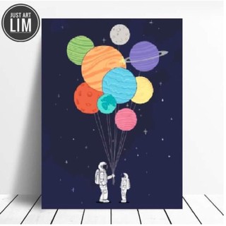 Tranh sơn dầu số hoá có khung LIM Art - Tranh tô màu theo số phi hành gia, nhà du hành vũ trụ