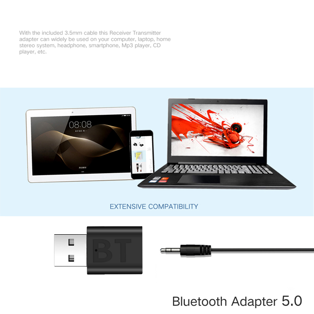 Bộ Thu Phát Tín Hiệu Âm Thanh Bluetooth 5.0 Không Dây Cổng Usb 3.5mm Dành Cho Xe Hơi