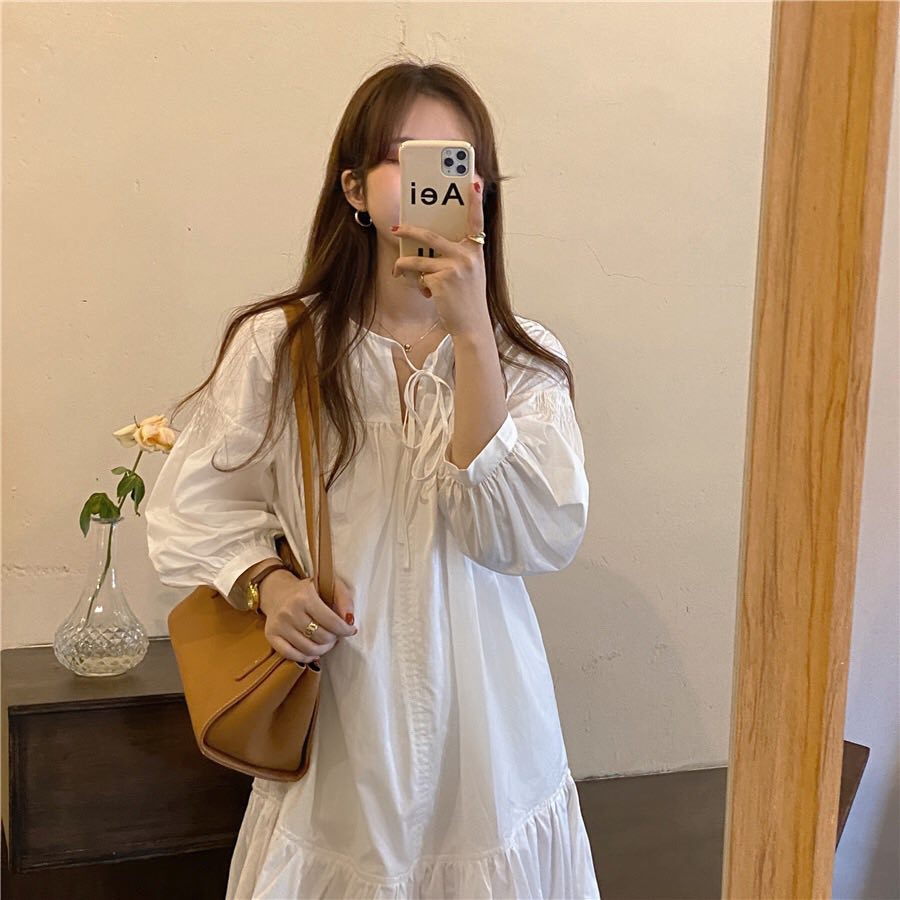 Đầm suông đuôi cá phong cách Hàn Quốc