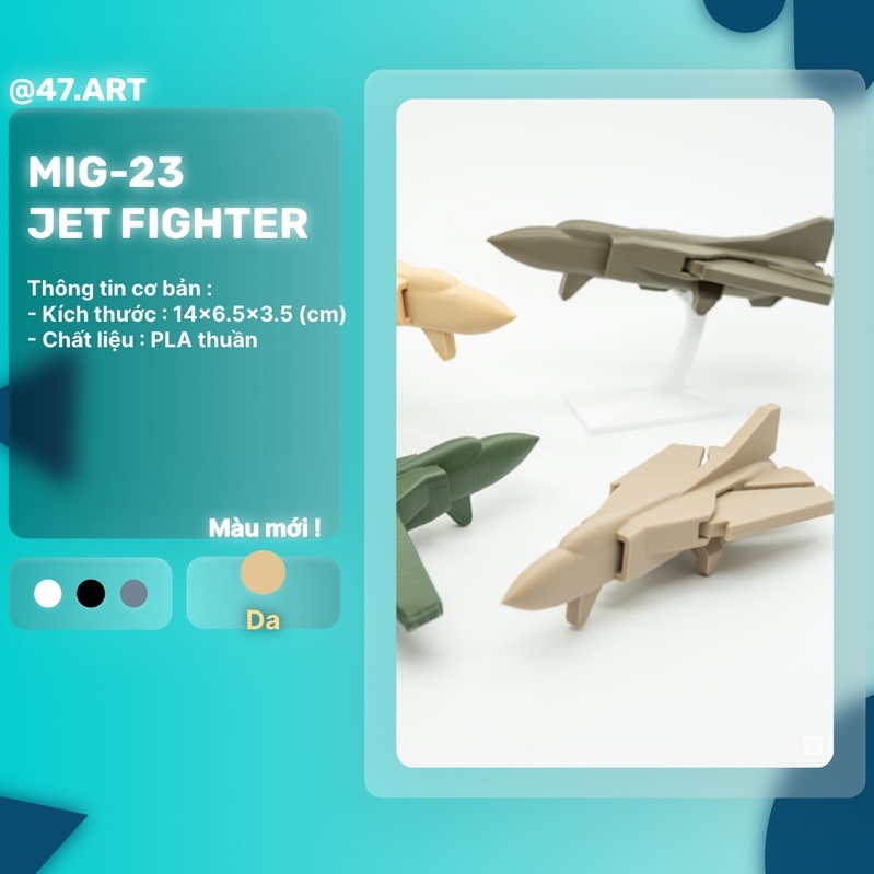 [IN 3D] Mô hình máy bay chiến đấu MiG-23 nhiều màu, trang trí, DECOR PHÒNG – MiG-23 Jet Fighter