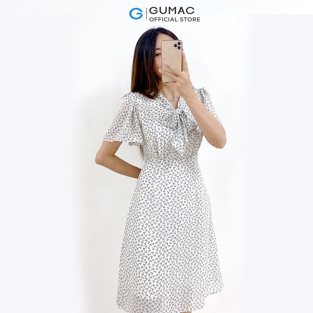 [Mã WABRGUM giảm 10% tối đa 30K đơn 99K] Đầm họa tiết buộc nơ thời trang GUMAC DC05044 | BigBuy360 - bigbuy360.vn