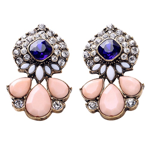 Cặp khuyên tai đính đá quý nhân tạo phong cách cổ điển sang trọng dành cho nữ