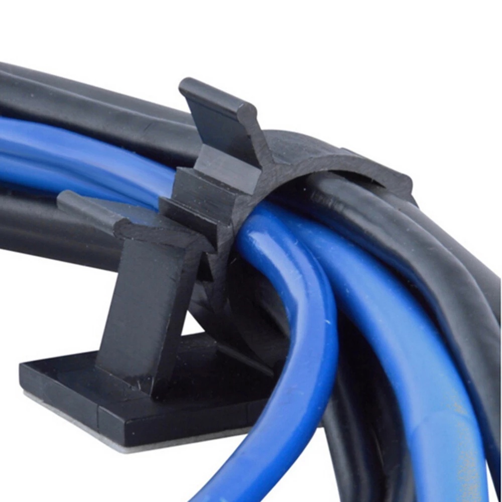 Kẹp Cố Định Dây Cáp / Dây Cáp Tự Dính Bằng Nhựa Màu Đen Có Thể Điều Chỉnh Cho TV / PC / Văn Phòng / Nhà Ở