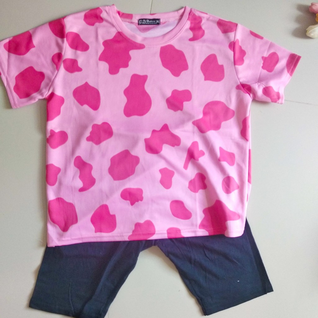 Đồ Ngủ Bò Sữa, Đồ Ngủ Tay Ngắn Quần Ngố Dễ Thương, Đồ Mặc Nhà Nữ Lưng Chun Vải Mát Thoáng Khí | BigBuy360 - bigbuy360.vn