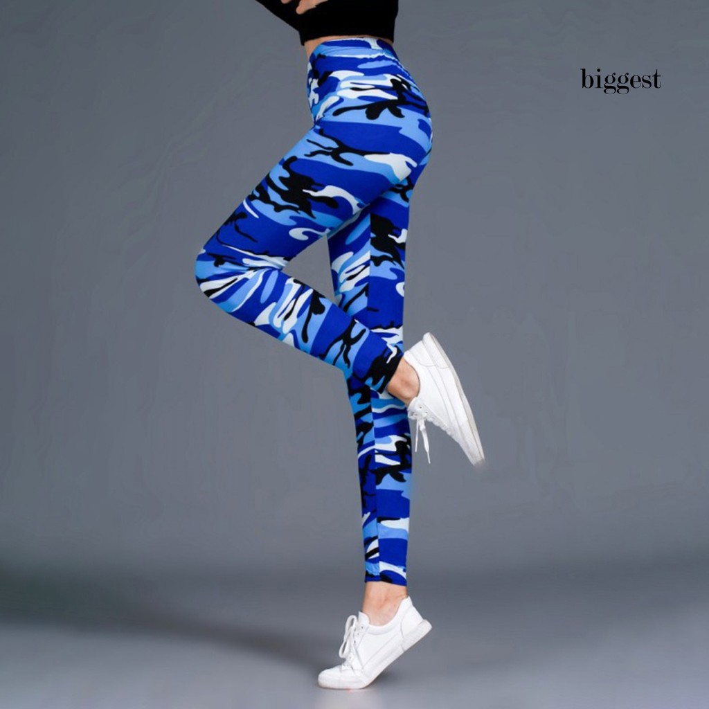 Quần legging Lưng Cao Hoạ Tiết Lính Chất Liệu Co Giãn Có size Lớn Cho Nữ