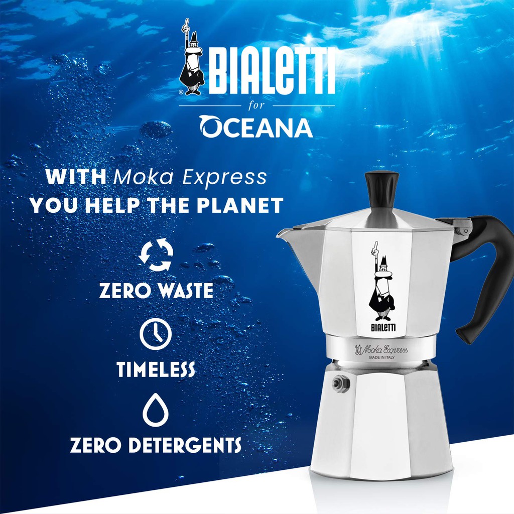 Ấm cà phê Ý (Moka Express) Bialetti for Oceana 3 cups 4,4 Oz - 130 Ml [Hàng Mỹ]