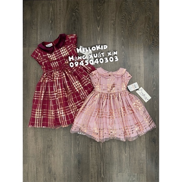 V37 - Váy kẻ lấp lánh cổ sen pippa ( form nhỏ hơn nửa size)
