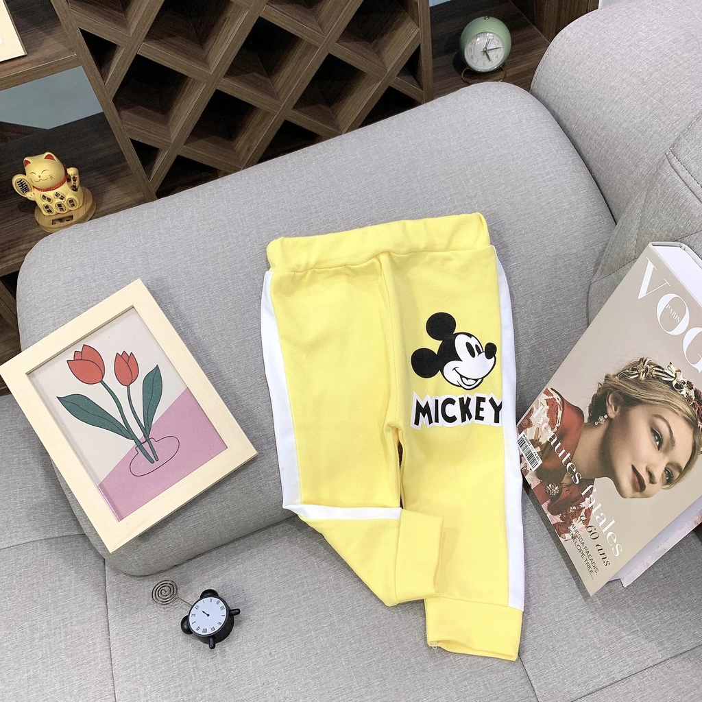 Quần dài trẻ em, quần dài Mickey cho bé chất vải Da cá thông thoáng dày dặn hàng loại 1