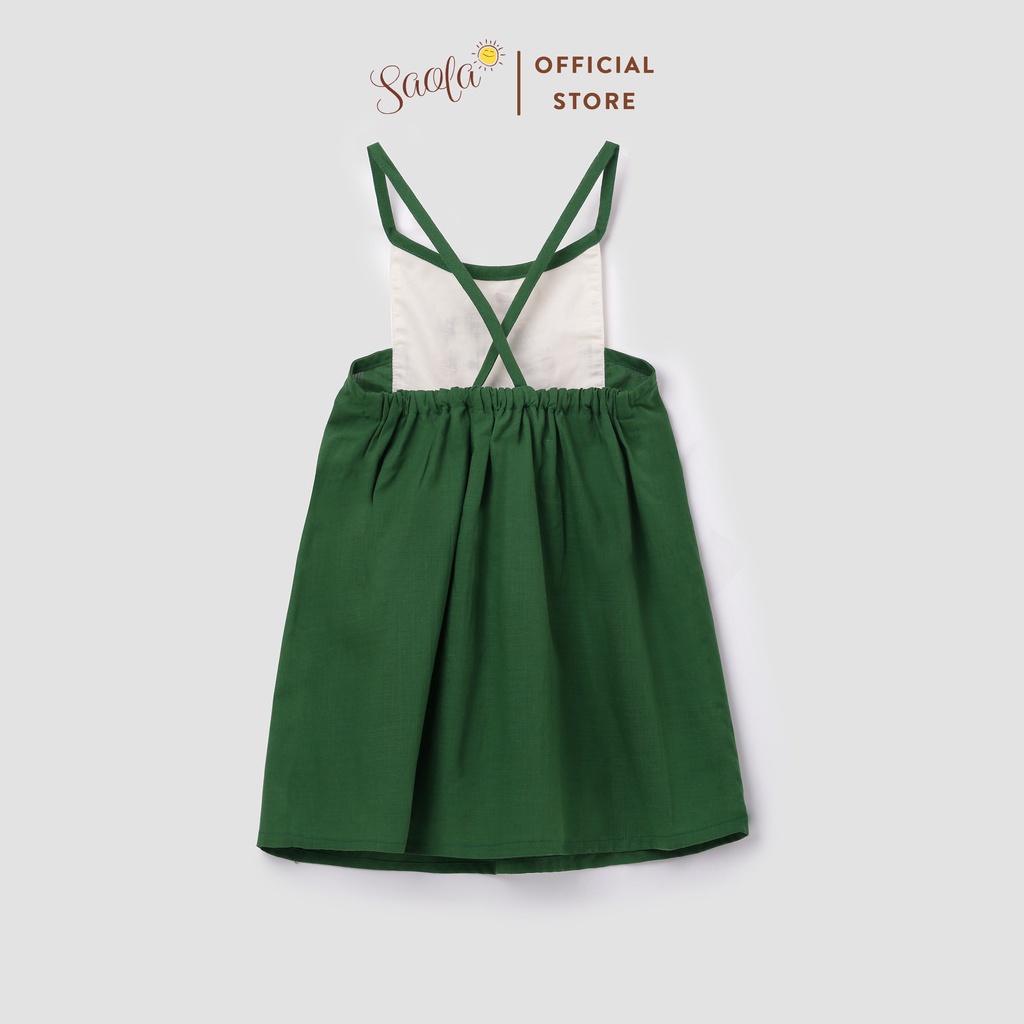 Đầm/ Váy Yếm Hai Dây Hở Lưng Thêu Hoa Xinh Xắn Cho Bé Gái - PHOEBE - DRC025 - SAOLA KIDS CLOTHING