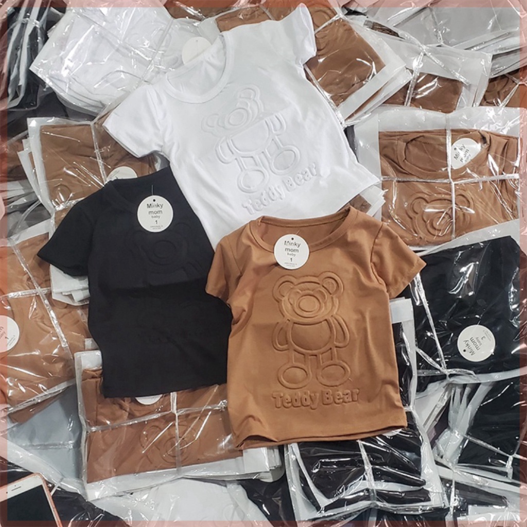 Áo Phông Ngắn Tay Cotton In Gấu Nổi Phong Cách Hàn Quốc Cho Bé Trai Bé Gái AP17