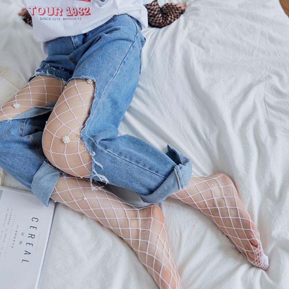Quần Tất Lưới Màu Trơn Họa Tiết Hoa Đơn Giản Phong Cách Harajuku Quyến Rũ Cho Nữ